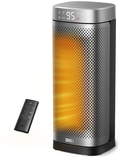 DREO Space Heaters for Indoor Use, Fast Heating Portable Heaters with Remote, Large PTC Ceramic Electric for Bedroom, 12H Timer, 70° Oscillation, Overheat Protection, 1500W Safety Heat for Home Office