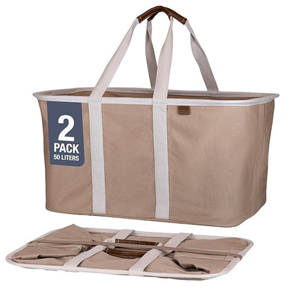 CleverMade Collapsible Laundry Tote 2-Pack – Foldable Carry-All Storage Bin