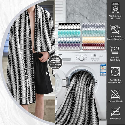 8 Piece Bathroom Towel Set Black White|2 Oversized Large Bath Towels Sheet