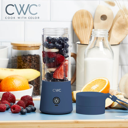 COOK WITH COLOR Mini Portable Blender - 250W Power, 12oz Capacity, Stainless Steel Blade, Wireless/USB Rechargeable, Grey