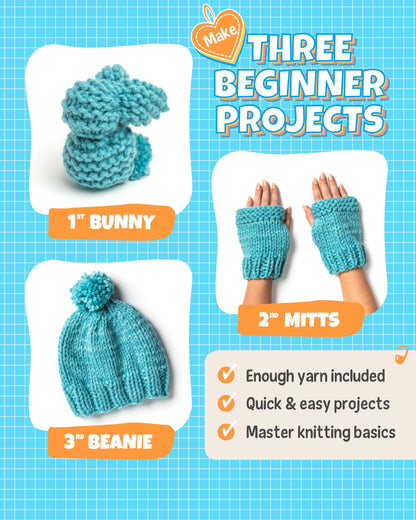 Complete Knitting Kit for Beginners - Learn to Knit Kit with Knitting Accessories Like Thick Beginner Yarn, Bamboo Needles for Beginners & More - Includes Video Tutorials & Written Guide