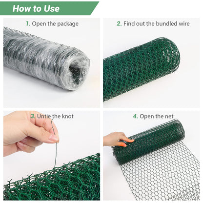 Chicken Wire for Floral Arrangements,13.78 x 118 Inch Lightweight Galvanised Hexagonal floral Chicken Wire Green Florist Wire for Garden Poultry Netting for Garden Protection with Wire Ties and Pliers