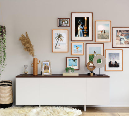 Gdfmsc 8x10 Picture Frame with Mat for 5x7/6x8, USA-Sourced Natural Walnut Wood Handcrafted Rounded Corner with Real Glass, Vertical or Horizontal Display Photo Gallery Wall & Tabletop Frame