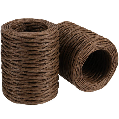MOUYAT 4 Rolls Total 656 Feet x 2mm Brown Floral Wire, Rustic Vine Bind Wire, Paper Wrapped Rattan Rope for Crafts, Flower Bouquets Crown, Christmas Wreaths, Wedding, Weaving Basket