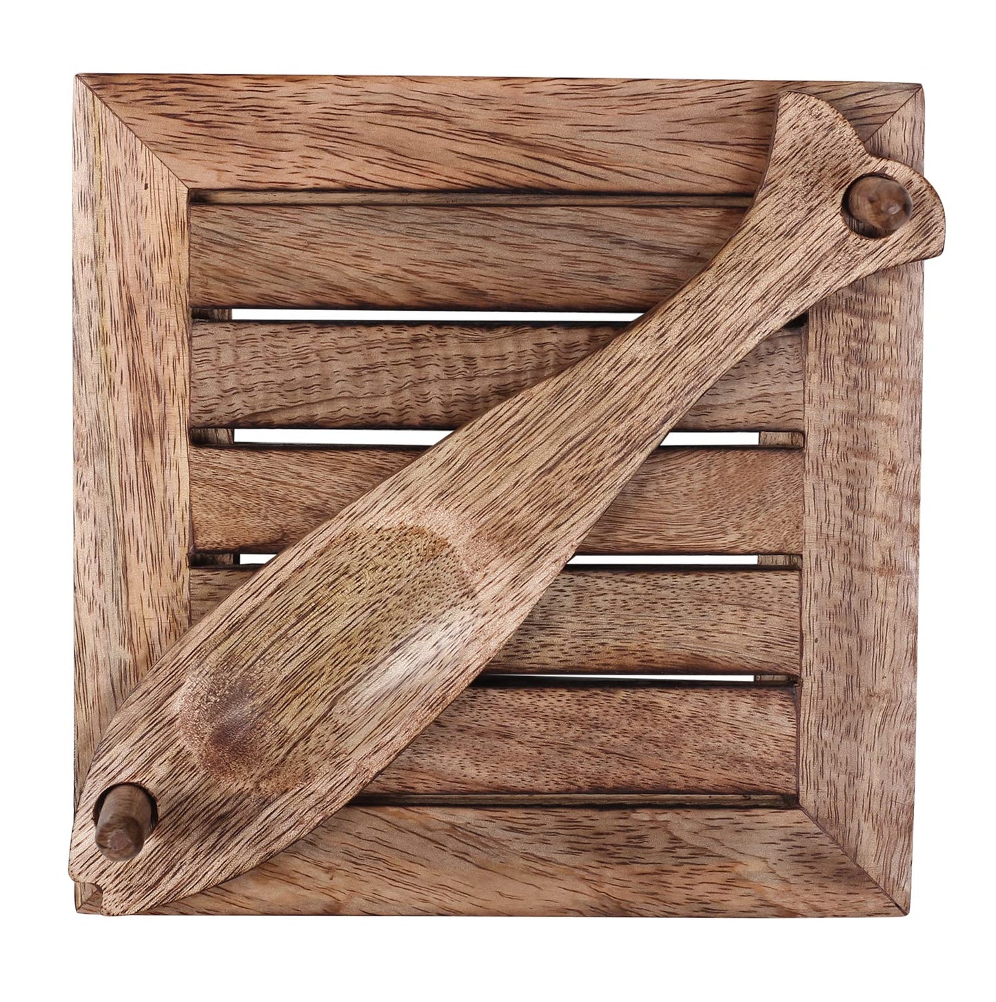 eTroves Wooden Napkin Holder Flat Tray Weighted Fish Shape Bar on Top With Toothpick Holder, 8 Inch, Brown