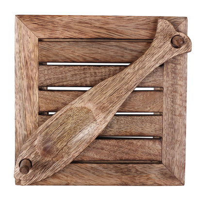 eTroves Wooden Napkin Holder Flat Tray Weighted Fish Shape Bar on Top With Toothpick Holder, 8 Inch, Brown