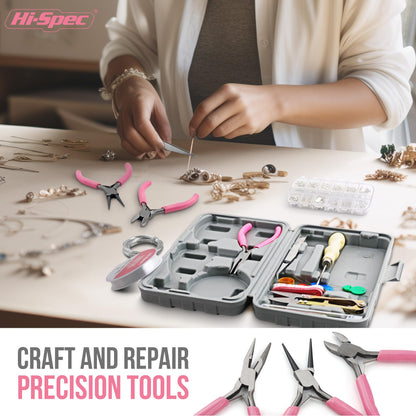 Hi-Spec Jewelry Making Supplies Kit for Adults with Findings Accessories Box Set. Pliers & Wires for Handmade Bracelets, Necklaces, Earrings and Charms Arts & Crafts