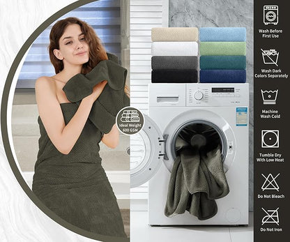 8 Piece Bathroom Towel Set Brown |2 Oversized Large Bath Towels Sheet, 2 Hand
