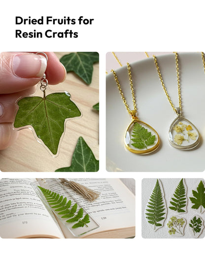 Resiners Dried Pressed Flowers for Resin Molds, Real Natural Dried Flowers Dry Leaves kit for Scrapbook Supplies Card Making Resin Jewelry Making Soap Candle DIY Crafts (Green Leaves100pcs)