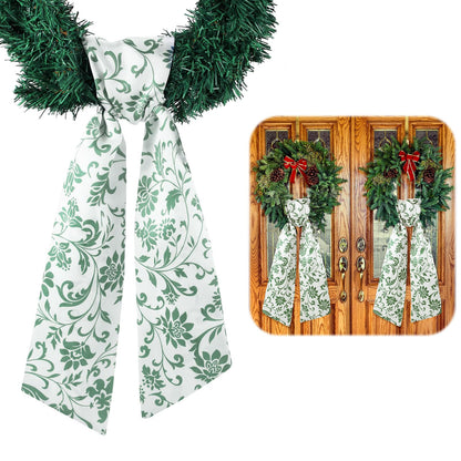 VitalCozy 2 Pcs Wreath Sash for Front Door Wreath Sash Garland Ribbon Accessories for Embroidery Monogram Outdoor Indoor Xmas Party Yard Doorway 4.5" W x 56" L(Green,Greenery)