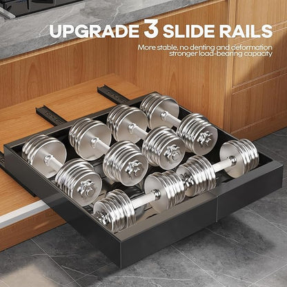 Seinloes 6Pack Expandable Pull Out Cabinet Organizer 21"Deep with Raising Pad for Framed Cabinets,Slide Out Drawers with 4pcs Divider Racks,Roll Out Shelves Adhesive,Adjustable Width 12.05"-20.4"Black