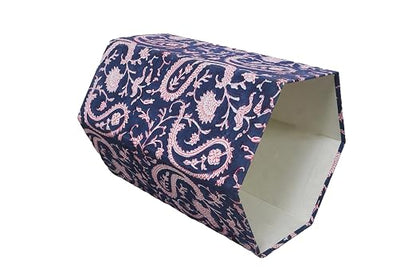 Generic 3.3 Gallon Cotton Hand Block Printed Paper Waste Basket |Small Decorative Trash Can for Housewarming Gifts in Living Room, Bedroom, Bathroom | Eco-Friendly, Plastic-Free (1, BLUE PINK MUKAT)