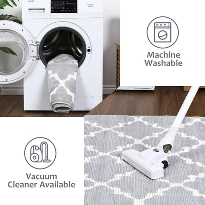 dainslef Living Room Rug 4x6 Shaggy Textured Rugs Indoor Soft Modern Trellis Throw Rugs Non-Shedding Non Slip Accent Rug Diamond Lattice Floor Carpet for Bedroom Nursery Kids Room Home Office Grey