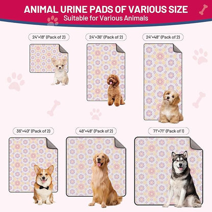 Washable Dog Pee Pads - Absorbent Reusable Puppy Training Pads, Waterproof Leak - Proof & Non - Slip for Crate Whelping Potty Training 48x48 (Pack of 2)