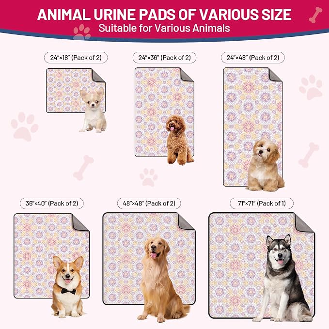Washable Dog Pee Pads - Absorbent Reusable Puppy Training Pads, Waterproof Leak - Proof & Non - Slip for Crate Whelping Potty Training 36x41 (Pack of 2)