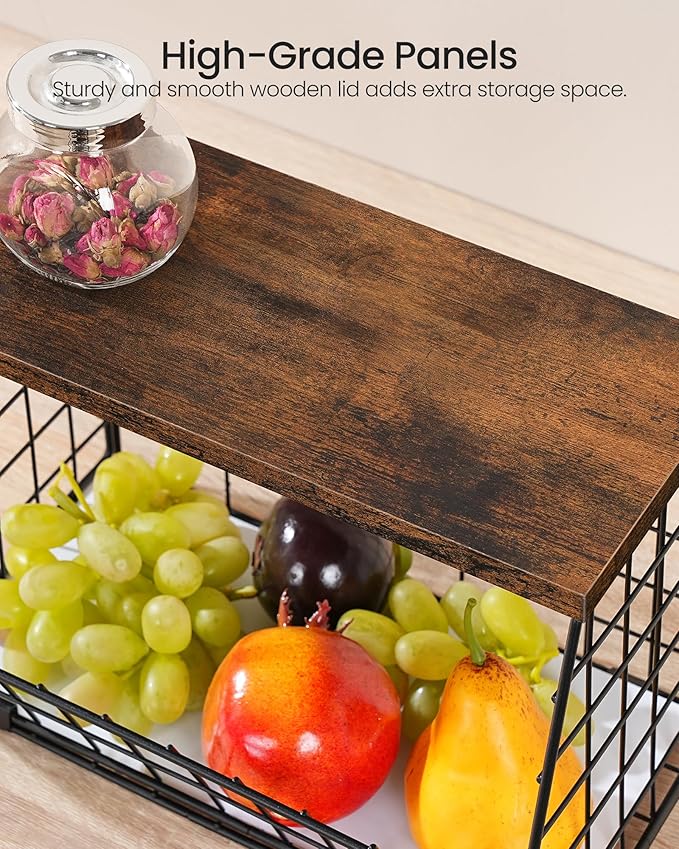 2-Tier Fruit Basket for Kitchen, Stackable wire basket