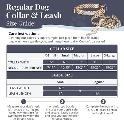 Lucky Love Dog - Easy Click Buckle Dog Collar with Leash Set Combo, Durable & Comfortable for Male & Female Dogs, Pet Collar for Large Dogs, Secure Fit - Pongo Combo, Large