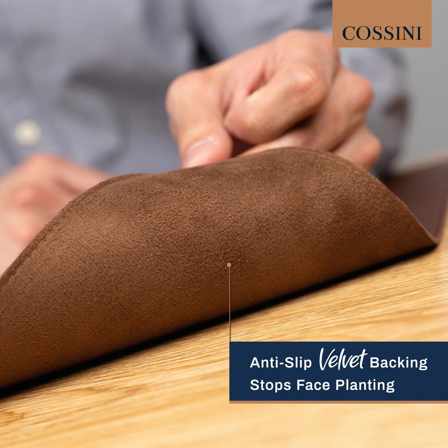 Cossini XL Desk Pad - Large Vegan Leather Desk Mat (17 x 36) - Buttery Smooth Writing, Damage Blocking, Non-Slip, Waterproof - Home Office Computer Desk Protector Blotter Laptop Keyboard Mouse Pad