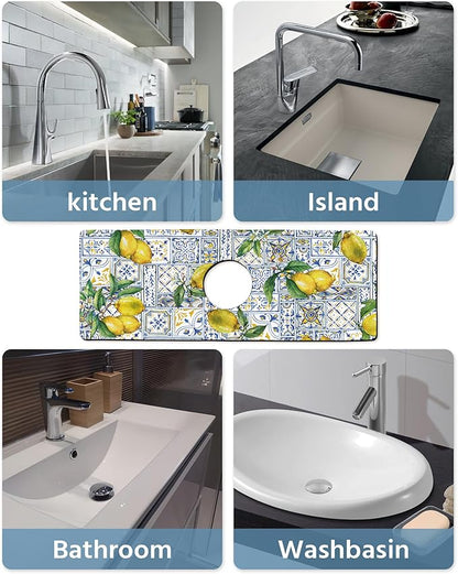 Patterned Sink Faucet Mat Kitchen Splash Guard Super Absorbent Drying Mat
