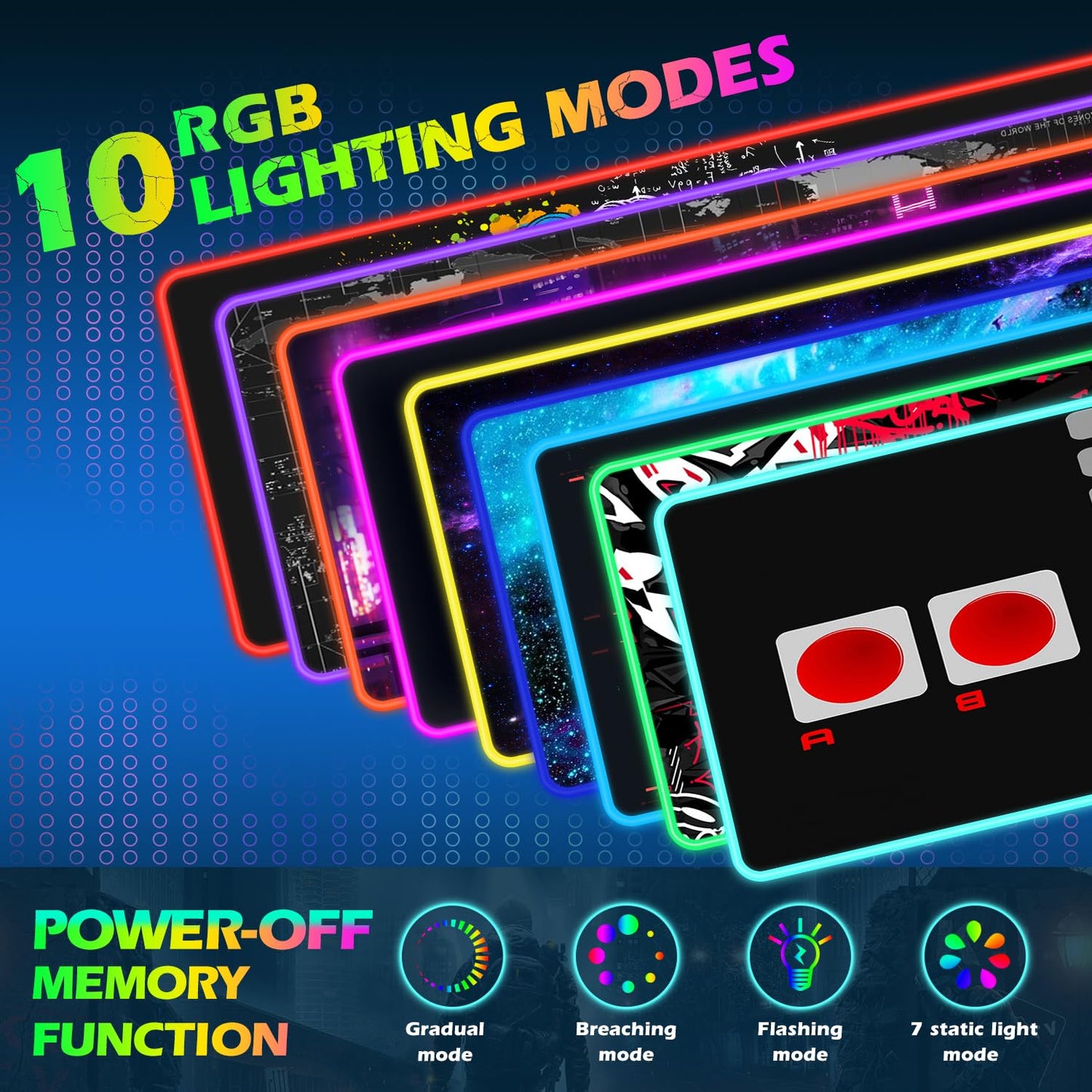 ToLuLu RGB Gaming Wireless Charging Mouse Pad, 5/7.5/10/15W 10 Light Modes LED Mouse Pad Computer Keyboard Mat Mousepad, 800x300x4MM Extended Large Desk Mat for Gaming, MacBook, Laptop, PC, Galaxy