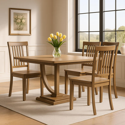 COLAMY Wooden Dining Chairs Set of 4, Spindle High Back Windsor Kitchen Side Chair, Farmhouse Dining Chairs for Kitchen and Dining Room, Light Brown