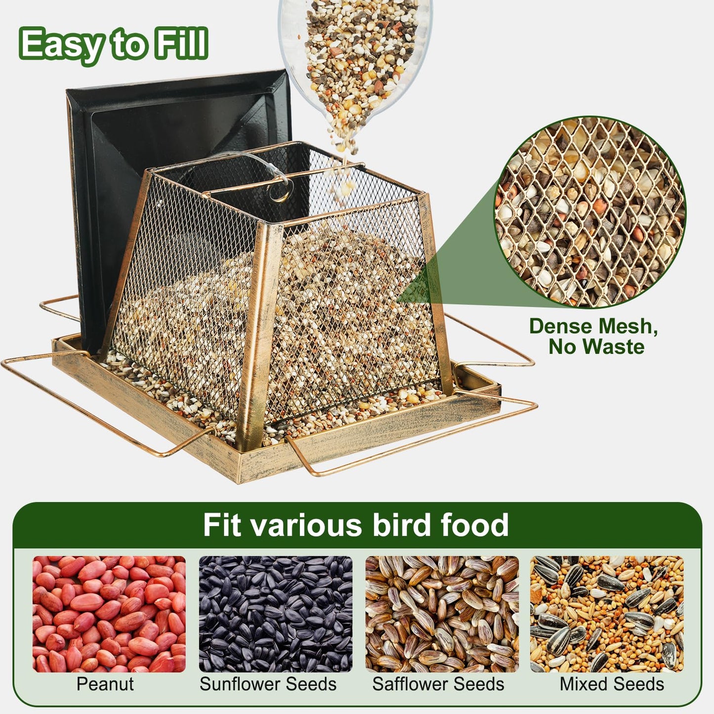Large Bird Feeders for Outdoors, Gazebo Style Metal Bird Feeder, Cardinal Birdfeeders Outside Hanging for Garden Patio Birds Watching Decor