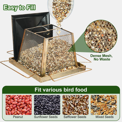 Large Bird Feeders for Outdoors, Gazebo Style Metal Bird Feeder, Cardinal Birdfeeders Outside Hanging for Garden Patio Birds Watching Decor