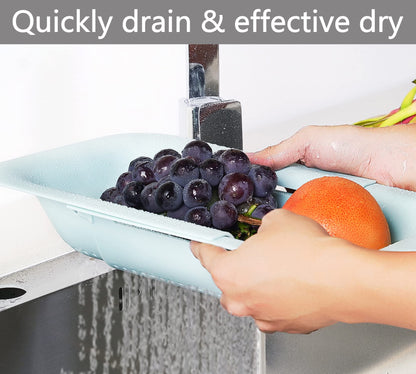 Over the Sink Strainer Basket for Kitchen, Vegetables, Fruits, Pasta Collapsible Colander, 14.5"-19.5", Brilliant Rose, Dishwasher Safe