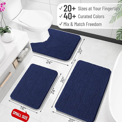 OLANLY Bathroom Runner Rugs 70x24, Soft Absorbent Chenille Bath Rugs, Rubber Backing Quick Dry, Machine Washable Long Bath Mats for Bathroom, Tub and Shower, Home Decor Accessories, Twilight Sapphire