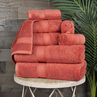 SUPERIOR Egyptian Cotton Pile 8 Piece Towel Set, Includes 2 Bath, 2 Hand