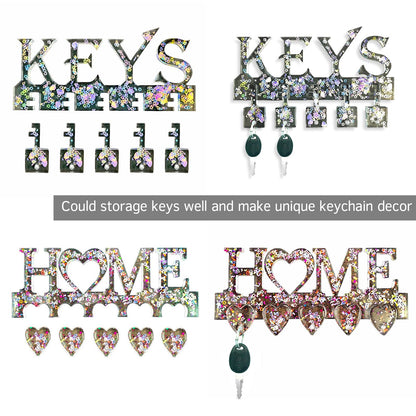 2Pcs Key Holder Resin Molds Wall Decor Unique Silicone Keychain Pendant Resin Mold for Epoxy Casting Wall Mounted Key Hangers Storage Organizer Home Decoration DIY Gift