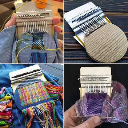 Rumexeng Small Weaving Loom, Wooden Speedweve Darning Loom Type Weave Tool, Convenient DIY Darning Machine for Mending Jeans and Clothes Quickly and Easily, Makes Beautiful Stitching (14 Hooks)