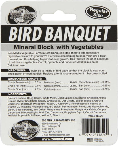 (3 Pack) Zoo Med Laboratories Bird Banquet Vegetable Mineral Block, Small