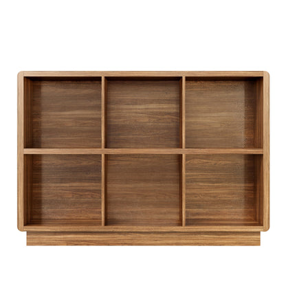 ChooChoo 6 Cube Storage Organizer, Wooden Bookcase with Storage, Cube Storage Bookshelf for Bedroom and Home Office, Brown Walnut