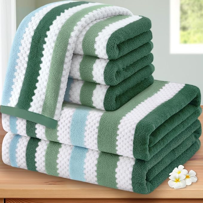 Green and White Towels