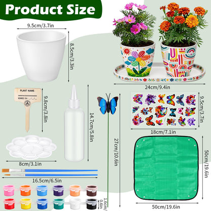 Hysagtek Paint & Plant Flower Growing Kit - Fun Gardening Set with 4 Pots, Art Craft Grow Garden Planting Set Birthday Easter Gift for Girls & Boys