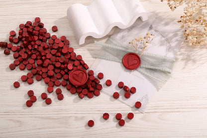 Yoption 360Pcs Blood Red Sealing Wax Beads with 2 Spoons and 4 Tea Candles for Wax Seal Stamps, Cards, Wedding Invitations, Wine Packaging, Gift Wrap, Envelopes