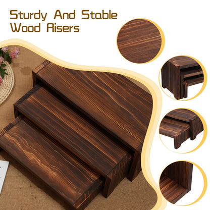 Infankey 3-Tier Wooden Cupcake Stand & Display Risers, for Food Desserts & More, Sturdy & Reusable