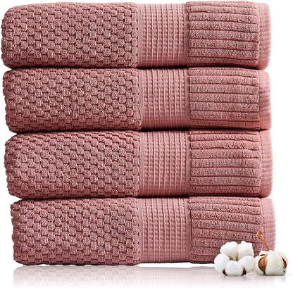 NY Loft 100% Cotton Bath Towel 4 Pack | Super Soft & Absorbent Quick-Dry Bath