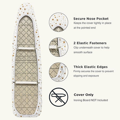 Ironing Board Cover and Pad 15"x54" Extra Thick Natural Cotton, Scorch and