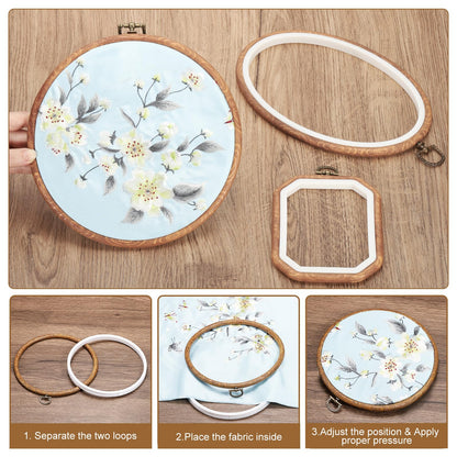 PATIKIL 10 Pieces 6.3"x4.7" Embroidery Hoops Frame Imitated Wood Oval Cross Stitch Hoop Ring for Embroidery Art Craft Handy Sewing Decoration