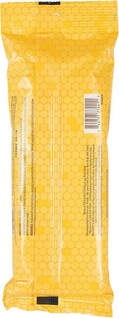 Burt's Bees for Pets Honey Multipurpose Dog Grooming Wipes, Gentle Hypoallergenic Spot Cleaning Sheets, pH Balanced Natural Origin Formula for Paws, Face and Butt, 50 Count - 2 Pack