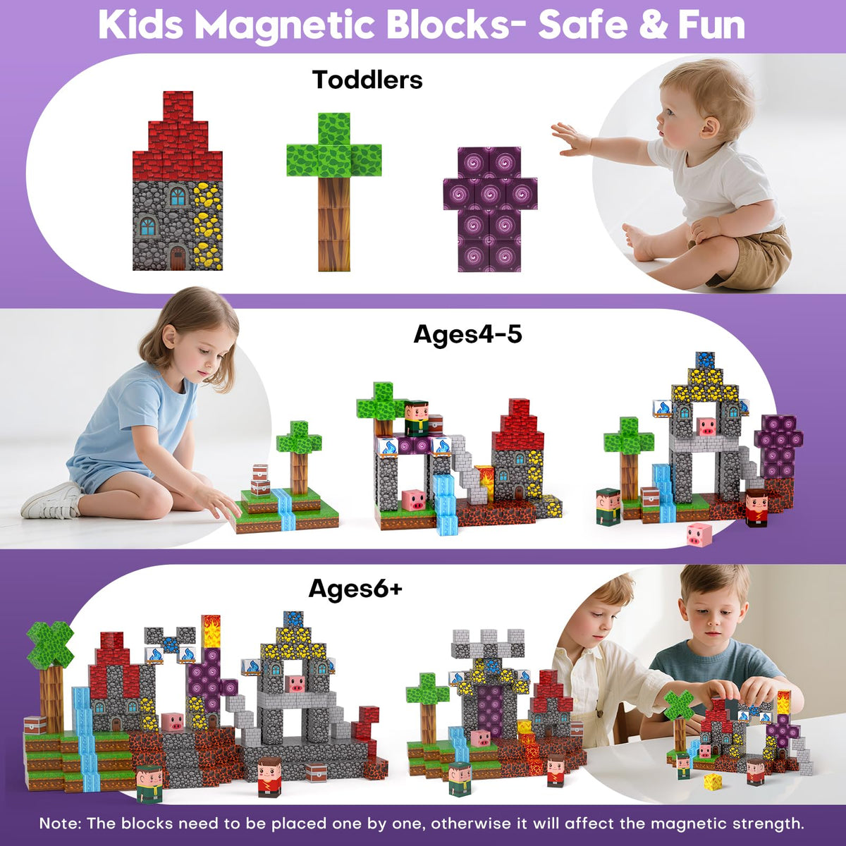 Gryxpox Magnetic Blocks, Magnetic Building Blocks 100pcs, Magnetic Blocks for Kids Ages 4-8, Magnetic Cubes STEM Sensory Toys for Ages 3+ Toddlers Boys & Girls–Christmas Birthday Party Kids Gifts