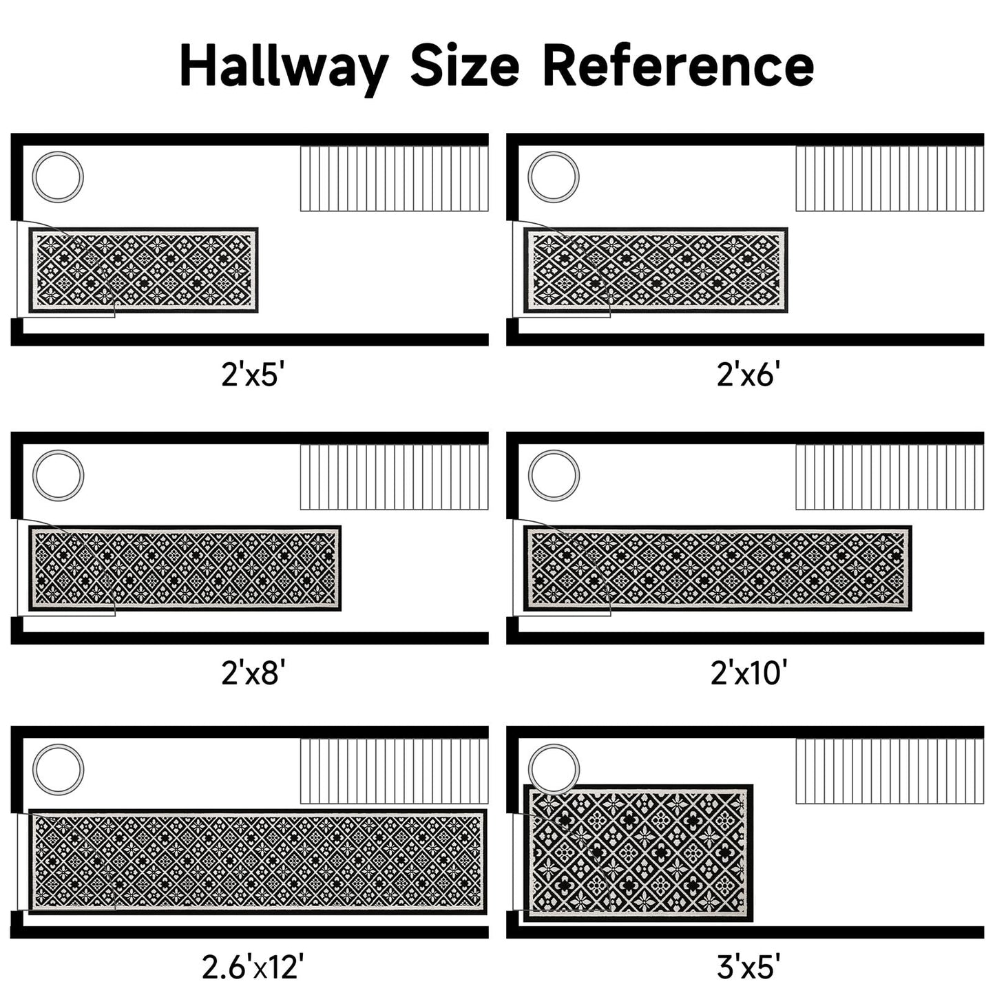 Ileading Runner Rugs for Hallways 2.6x10ft Heavy-Duty Durable Entryway Floor Mat with Non Slip Rubber Backing for Busy Traffic Extended Indoor Doormat Machine Washable Kitchen Throw Rug(Black)