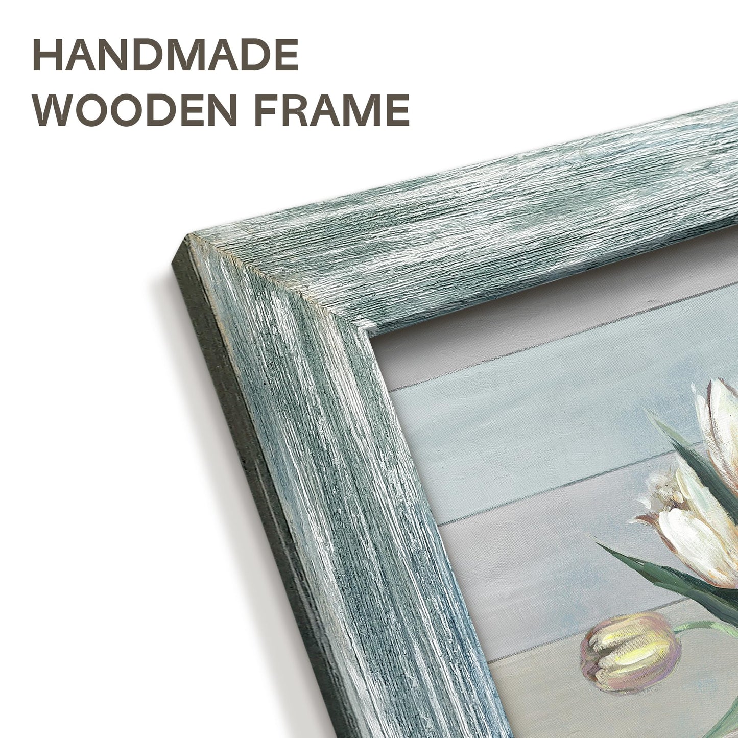 Abstract Bouquet Wooden Framed Artwork: Botanical Flowers in Vase Wall Art Print Painting Modern Floral Nature Plant Picture for Living Room Bedroom Farmhouse