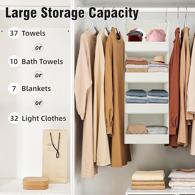 GRANNY SAYS 4-Shelf Hanging Organizer, Closet Hanging Shelves, Closet Hanging