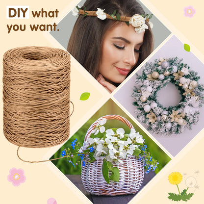 Syhood 1345 Feet Floral Vine Bind Wire Rustic Wrapping Wire for Flower Bouquets(Light Coffee)