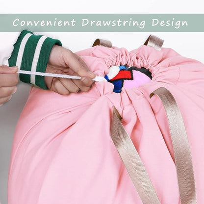 Cotton Canvas Laundry Bag with Handles & Drawstring Straps, Heavy Duty Extra