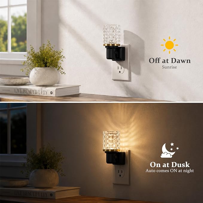 JandCase LED Night Light, Dimmable Night Lights Plug into Wall, Modern Nightlight with Auto On Off Light Sensor, 3000K Soft White Night Light 0-100LM Brightness for Bathroom Hallway Bedroom Decor
