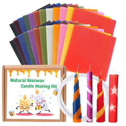 Nafziger 24 Pack 8x8 Inch Beeswax Sheets for Candle Making Kit Starter, Kids & Adults DIY Craft Gift